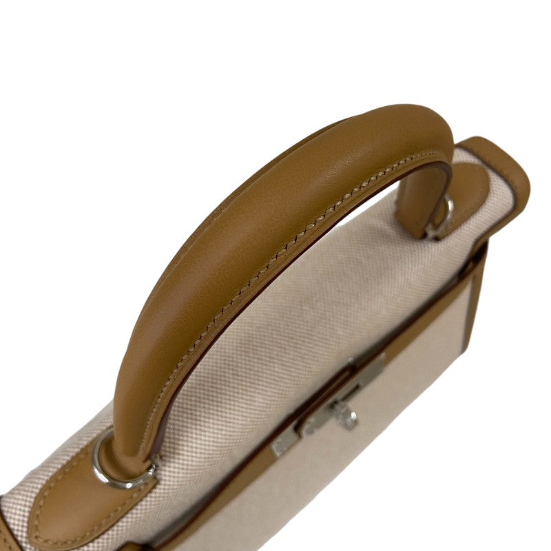 エルメス HERMES ケリー28 外縫い Z刻 エクリュ×セサミ×シルバー金具 トワル/スイフト レディース ハンドバッグ