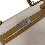 エルメス HERMES ケリー28 外縫い Z刻 エクリュ×セサミ×シルバー金具 トワル/スイフト レディース ハンドバッグ