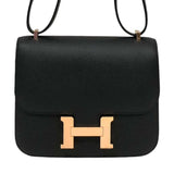 エルメス HERMES コンスタンス3 ミニ W刻 ブラック ピンクゴールド金具 エプソン レディース ショルダーバッグ