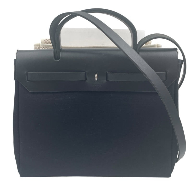 エルメス HERMES エールバッグPM □F刻 ブラック トワル・レザー レディース ハンドバッグ