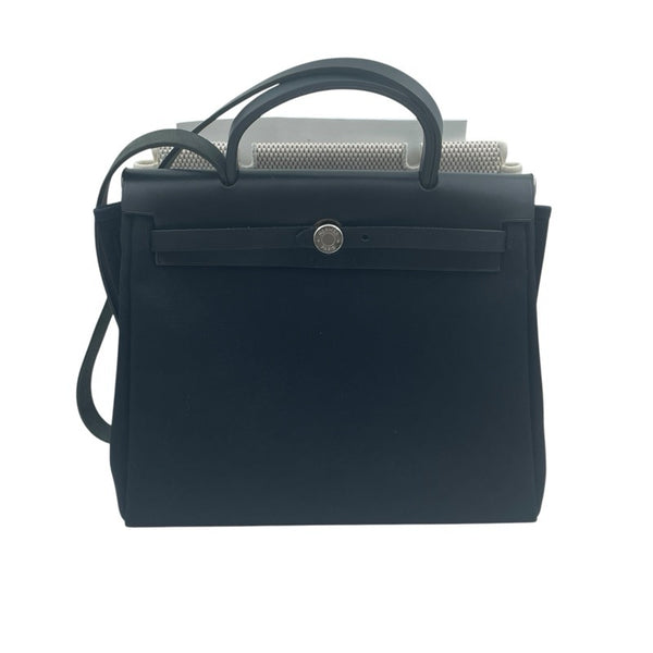 エルメス HERMES エールバッグPM □F刻 ブラック トワル・レザー レディース ハンドバッグ