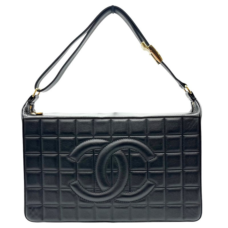 シャネル CHANEL チョコバー ワンショルダーバッグ A17365 ブラック ゴールド金具 ラムスキン レディース ショルダーバッグ