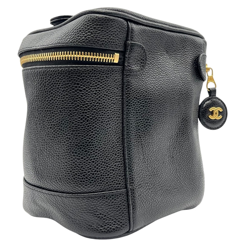 シャネル CHANEL ココマーク バニティバッグ A01998 ブラック ゴールド金具 キャビアスキン レディース ハンドバッグ