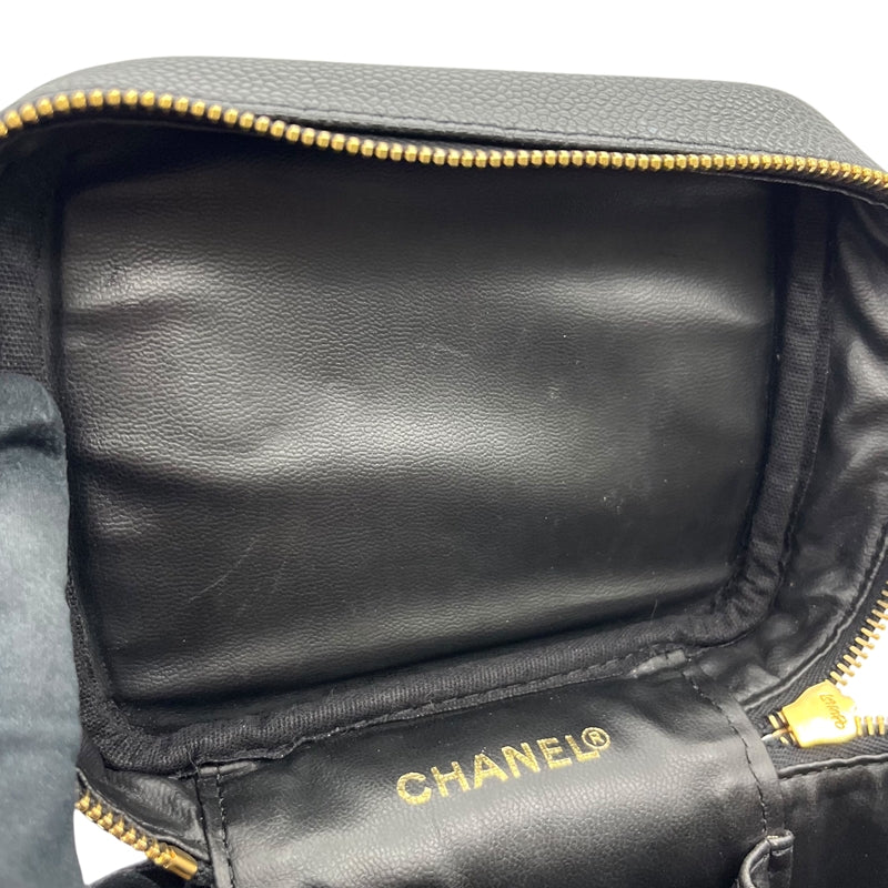 シャネル CHANEL ココマーク バニティバッグ A01998 ブラック ゴールド金具 キャビアスキン レディース ハンドバッグ