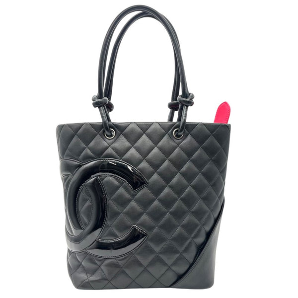 シャネル CHANEL カンボンライン トート スモール A25166 ブラック×ピンク レザー レディース トートバッグ