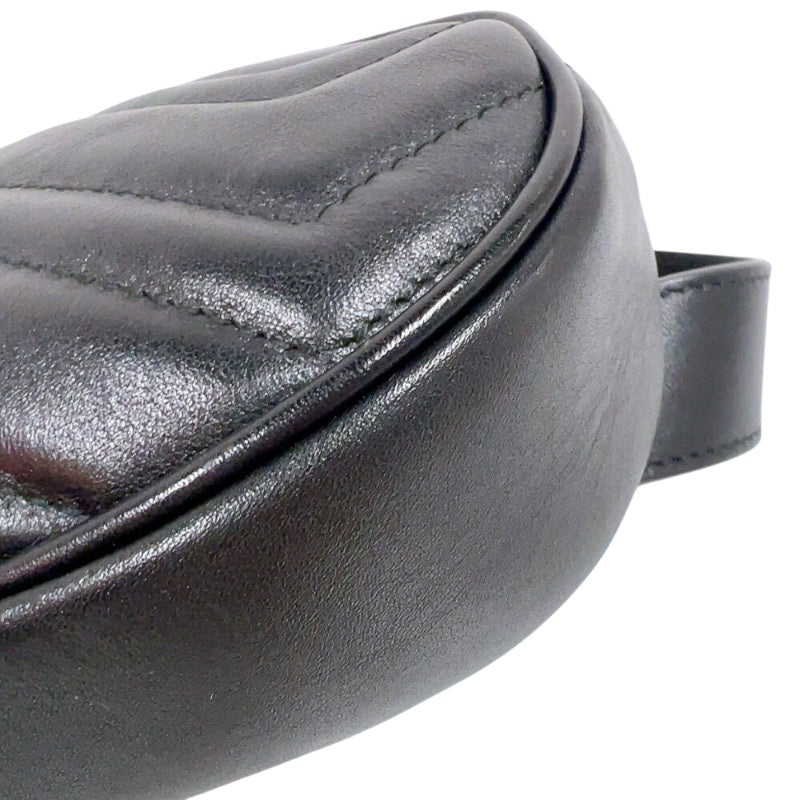 グッチ GUCCI GGマーモント ボディバッグ 476434 ブラック ゴールド金具 レザー レディース ボディバッグ