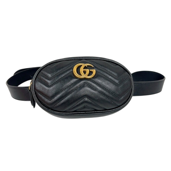 グッチ GUCCI GGマーモント ボディバッグ 476434 ブラック ゴールド金具 レザー レディース ボディバッグ