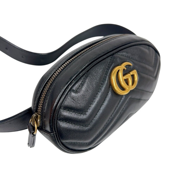 グッチ GUCCI GGマーモント ボディバッグ 476434 ブラック ゴールド金具 レザー レディース ボディバッグ