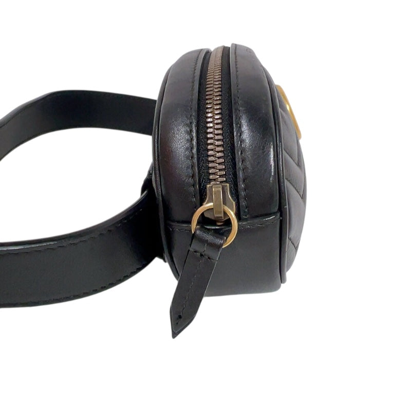 グッチ GUCCI GGマーモント ボディバッグ 476434 ブラック ゴールド金具 レザー レディース ボディバッグ