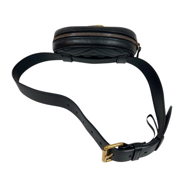 グッチ GUCCI GGマーモント ボディバッグ 476434 ブラック ゴールド金具 レザー レディース ボディバッグ