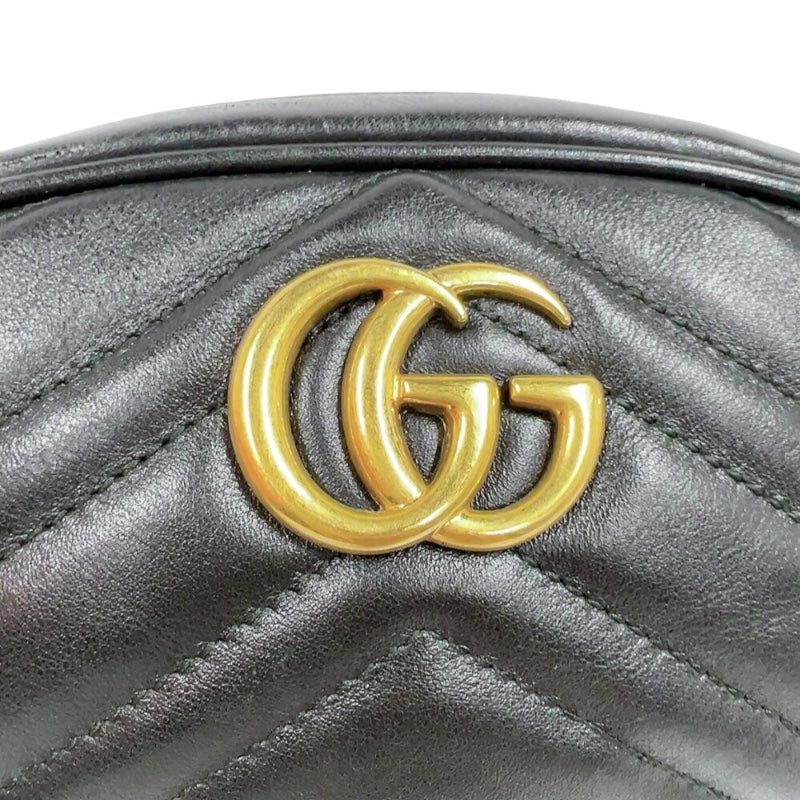 グッチ GUCCI GGマーモント ボディバッグ 476434 ブラック ゴールド金具 レザー レディース ボディバッグ