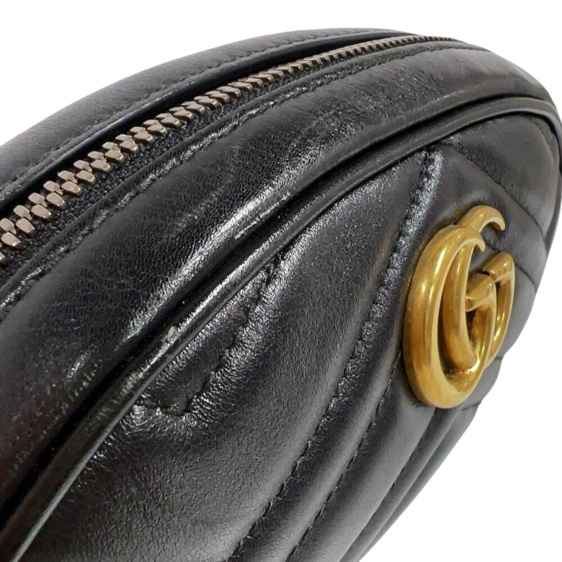グッチ GUCCI GGマーモント ボディバッグ 476434 ブラック ゴールド金具 レザー レディース ボディバッグ