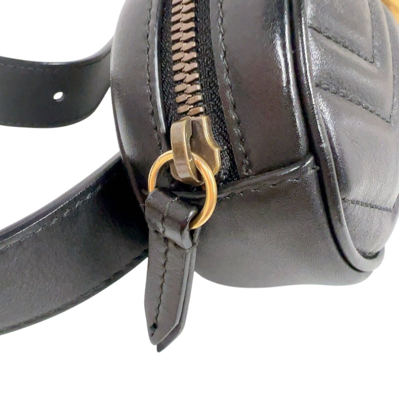 グッチ GUCCI GGマーモント ボディバッグ 476434 ブラック ゴールド金具 レザー レディース ボディバッグ