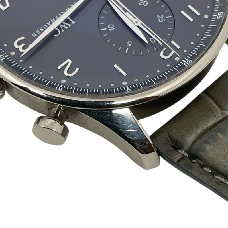 インターナショナルウォッチカンパニー IWC ポルトギーゼ クロノグラフ IW371431 グレー K18WG/革ベルト 自動巻き メンズ 腕時計