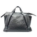 シャネル CHANEL Vステッチ ココマーク ハンドバッグ 11番台 ブラック シルバー金具 カーフレザー レディース ハンドバッグ