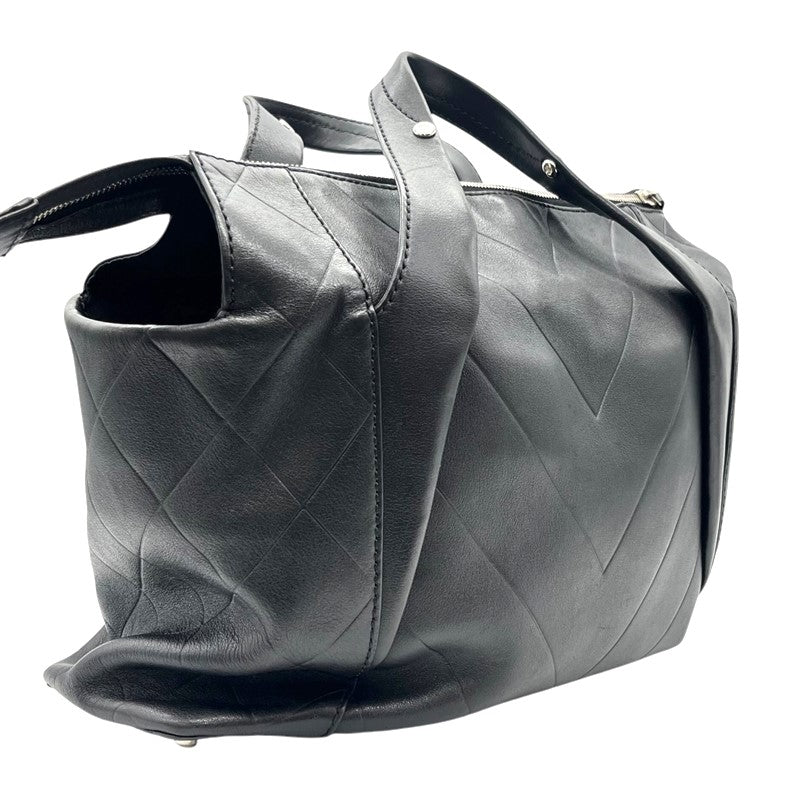 シャネル CHANEL Vステッチ ココマーク ハンドバッグ 11番台 ブラック シルバー金具 カーフレザー レディース ハンドバッグ