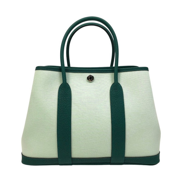 エルメス HERMES ガーデンパーティTPM Ｗ刻 グリーン シルバー金具 トワル/ネゴンダ レディース ハンドバッグ