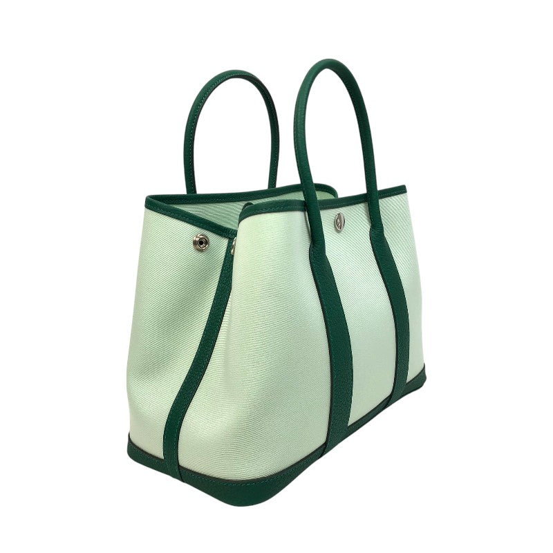 エルメス HERMES ガーデンパーティTPM Ｗ刻 グリーン シルバー金具 トワル/ネゴンダ レディース ハンドバッグ
