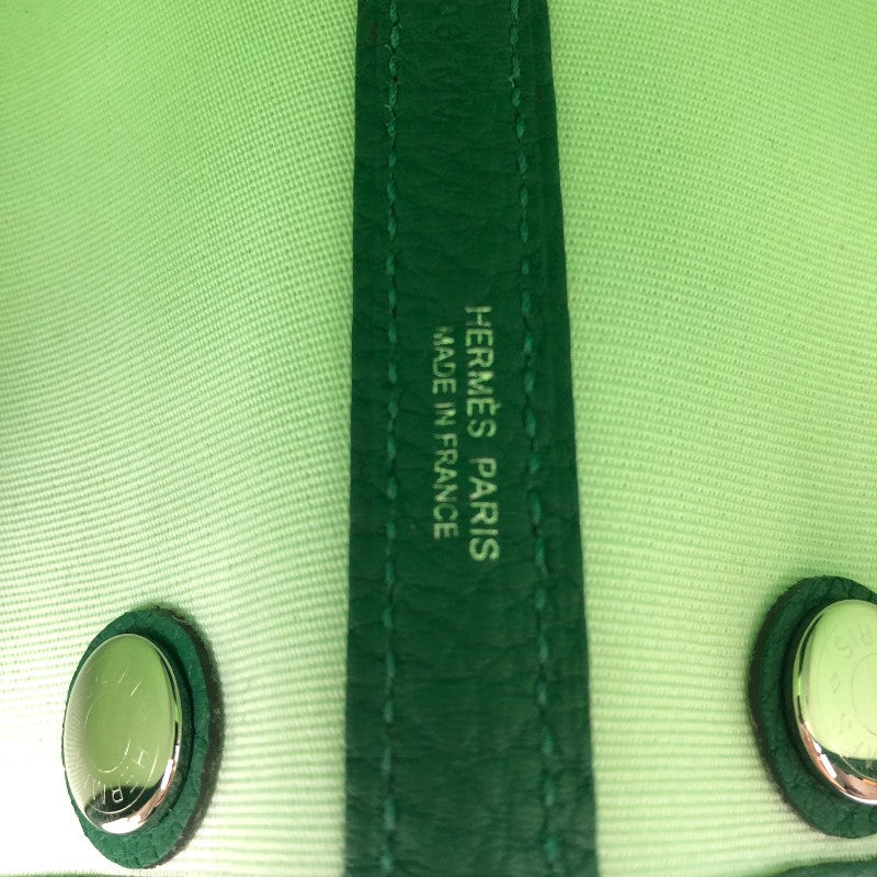 エルメス HERMES ガーデンパーティTPM Ｗ刻 グリーン シルバー金具 トワル/ネゴンダ レディース ハンドバッグ