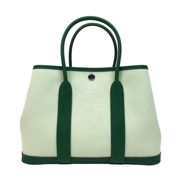 エルメス HERMES ガーデンパーティTPM Ｗ刻 グリーン シルバー金具 トワル/ネゴンダ レディース ハンドバッグ