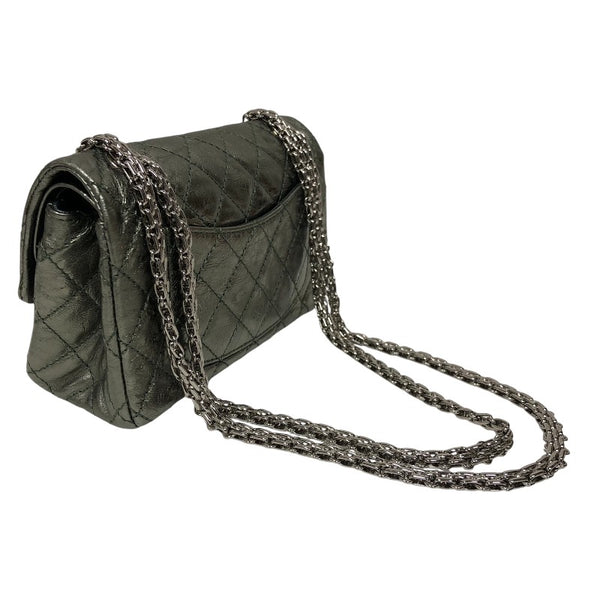 シャネル CHANEL 2.55 ミニフラップバッグ AS0874 11番台 メタリックグリーン シルバー金具 エイジドカーフ レディース ショルダーバッグ