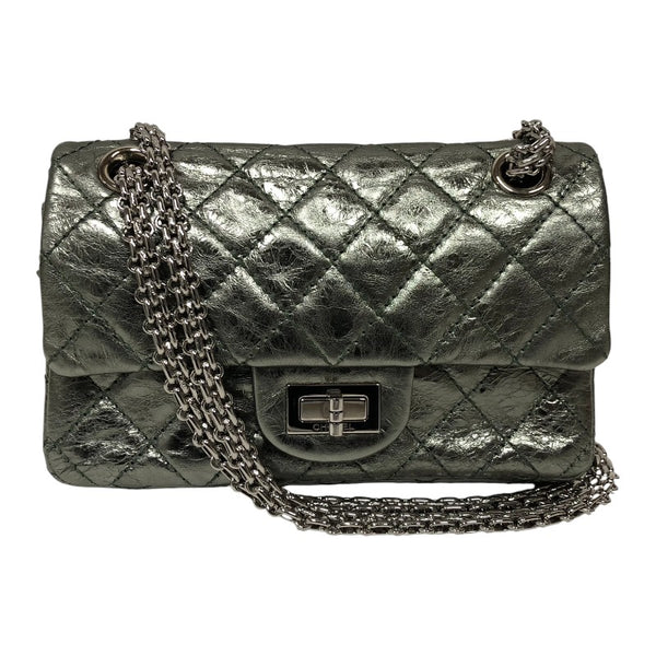 シャネル CHANEL 2.55 ミニフラップバッグ AS0874 11番台 メタリックグリーン シルバー金具 エイジドカーフ レディース ショルダーバッグ