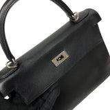 エルメス HERMES ケリー28 内縫い □J刻 ブラック シルバー金具 ヴォースイフト レディース ハンドバッグ