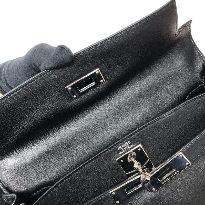 エルメス HERMES ケリー28 内縫い □J刻 ブラック シルバー金具 ヴォースイフト レディース ハンドバッグ