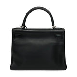 エルメス HERMES ケリー28 内縫い □J刻 ブラック シルバー金具 ヴォースイフト レディース ハンドバッグ