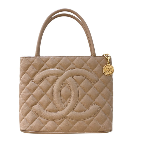 シャネル CHANEL 復刻トート 7番台 A01804 ベージュ ゴールド金具 キャビアスキン レディース トートバッグ