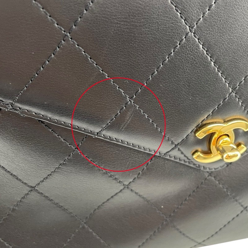 シャネル CHANEL ワイルドステッチショルダーバッグ 5番台 ブラック GD金具 カーフ レディース ショルダーバッグ