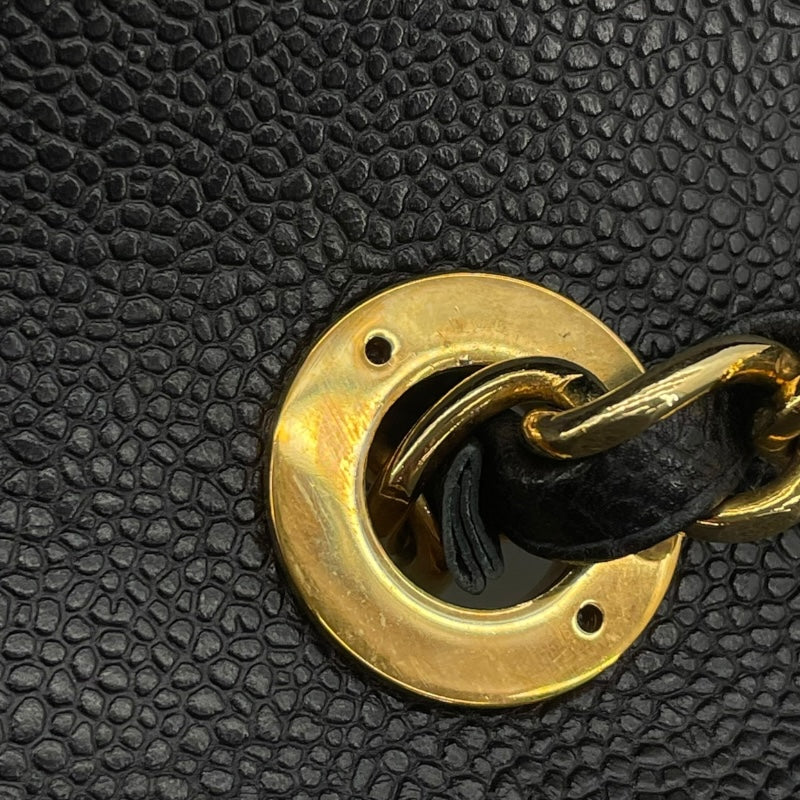 シャネル CHANEL マドモアゼルラージフラップバッグ 3番台 ブラック GD金具 キャビアスキン レディース ショルダーバッグ