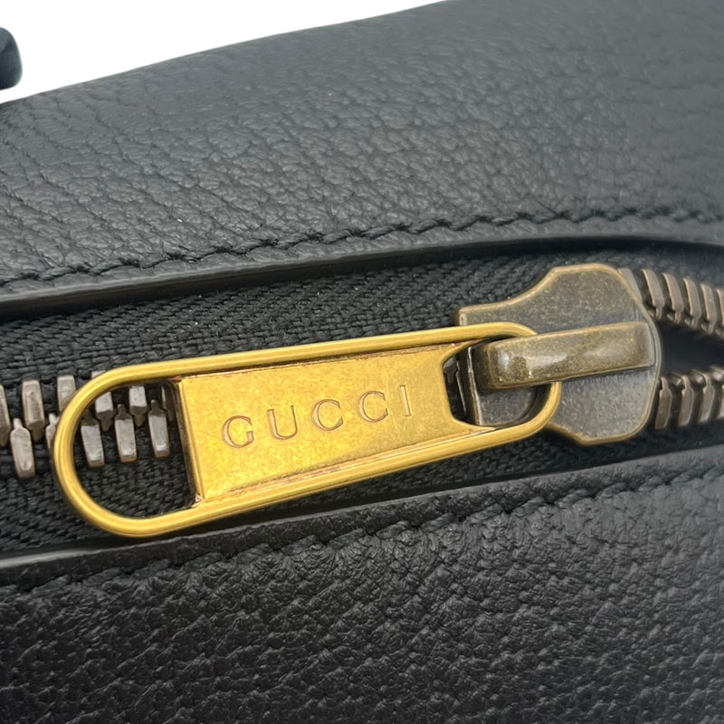 グッチ GUCCI ミニトップハンドルバッグ 702387 ブラック レザー ユニセックス ハンドバッグ