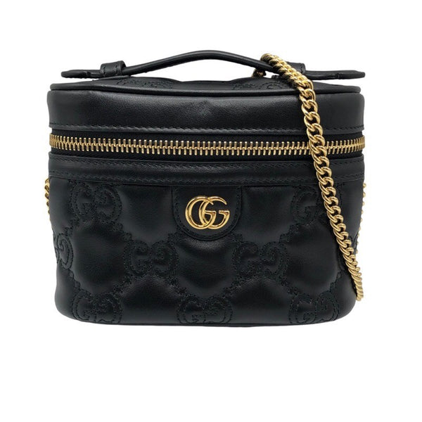 グッチ GUCCI GGマトラッセミニトップハンドルバッグ 723770 ブラック×GD金具 GGマトラッセ レディース ショルダーバッグ