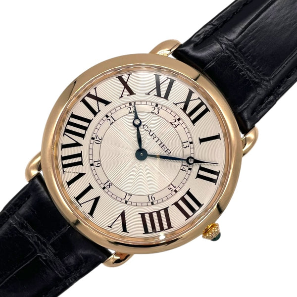 カルティエ Cartier ロンド ルイ カルティエ XL W6801004 シルバー K18PG/純正ベルト/純正尾錠 手巻き メンズ 腕時計