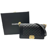 シャネル CHANEL ボーイシャネル25 A67086 ブラック アンティークゴールド金具 キャビアスキン レディース ショルダーバッグ