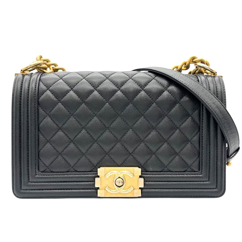 シャネル CHANEL ボーイシャネル25 A67086 ブラック アンティークゴールド金具 キャビアスキン レディース ショルダーバッグ