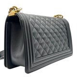 シャネル CHANEL ボーイシャネル25 A67086 ブラック アンティークゴールド金具 キャビアスキン レディース ショルダーバッグ