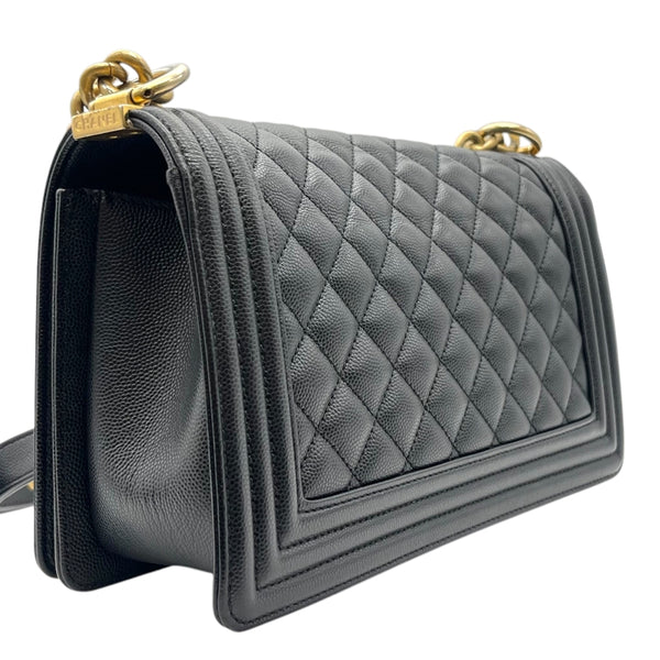 シャネル CHANEL ボーイシャネル25 A67086 ブラック アンティークゴールド金具 キャビアスキン レディース ショルダーバッグ
