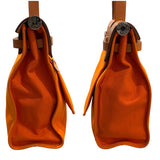 エルメス HERMES エールバッグジップPM □N刻印 オレンジ シルバー金具 トワル/レザー レディース ショルダーバッグ
