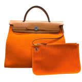 エルメス HERMES エールバッグジップPM □N刻印 オレンジ シルバー金具 トワル/レザー レディース ショルダーバッグ