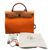 エルメス HERMES エールバッグジップPM □N刻印 オレンジ シルバー金具 トワル/レザー レディース ショルダーバッグ