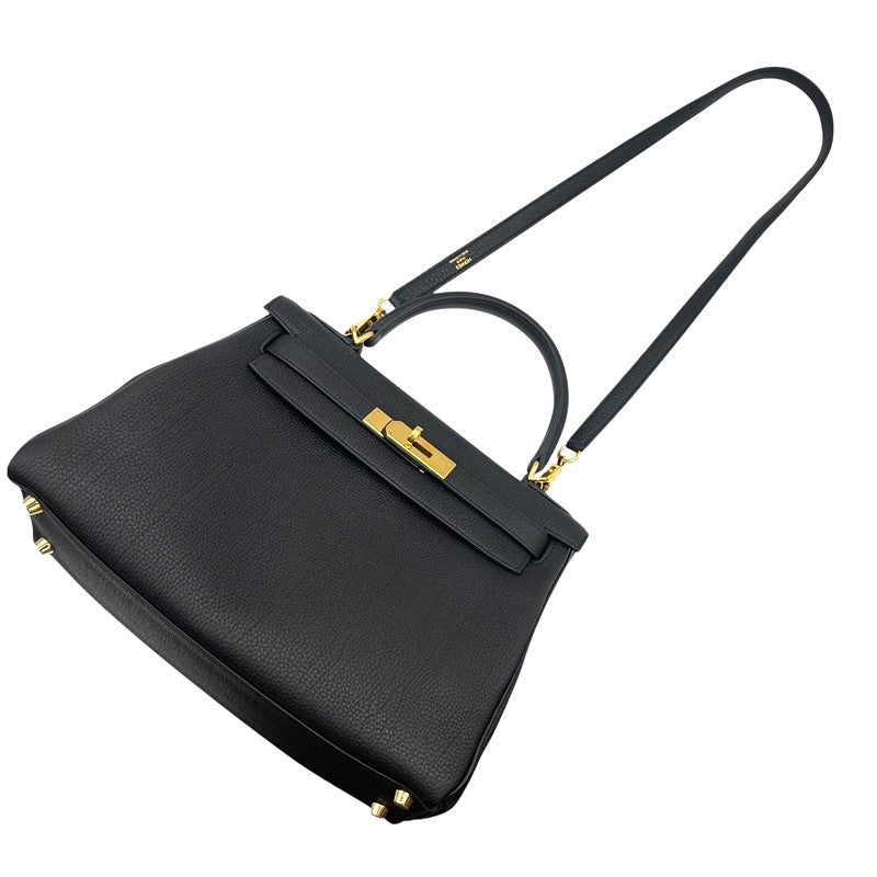エルメス HERMES ケリー28 内縫い D刻印 ブラック ゴールド金具 トゴ レディース ハンドバッグ
