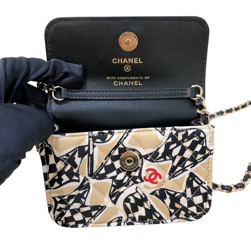 シャネル CHANEL ミニマトラッセチェーンショルダーバッグ ベージュ/ゴールド金具 キャンバス キャンバス レディース ショルダーバッグ