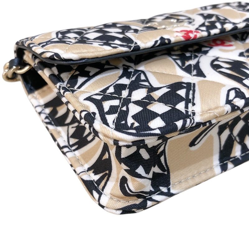 シャネル CHANEL ミニマトラッセチェーンショルダーバッグ ベージュ/ゴールド金具 キャンバス キャンバス レディース ショルダーバッグ