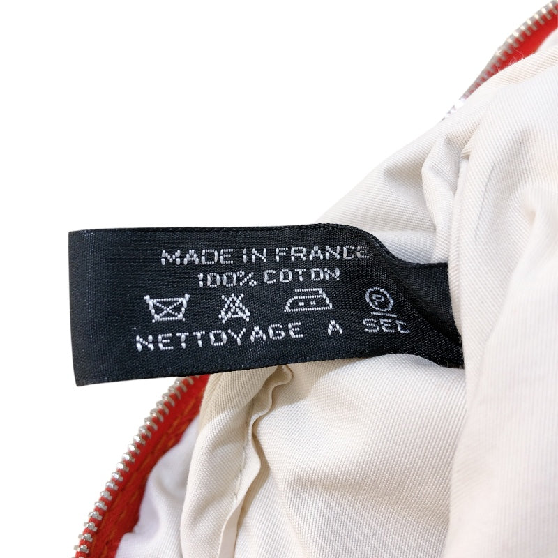 エルメス HERMES ボリードポーチ20 オレンジ シルバー金具 トワル レディース ポーチ
