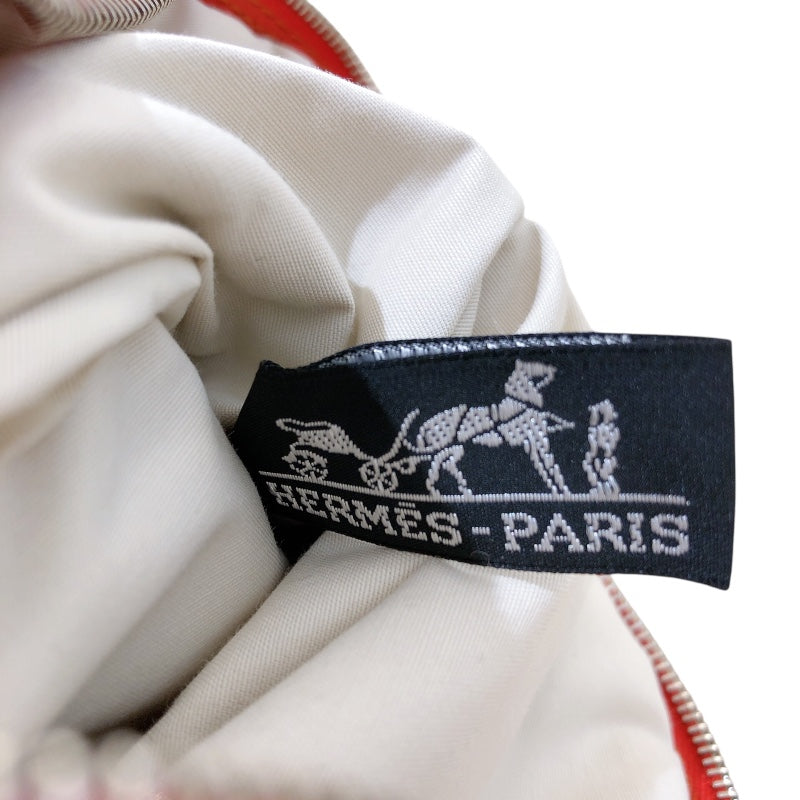 エルメス HERMES ボリードポーチ20 オレンジ シルバー金具 トワル レディース ポーチ