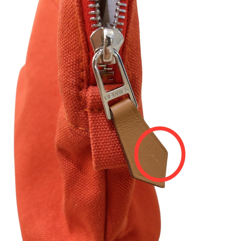 エルメス HERMES ボリードポーチ20 オレンジ シルバー金具 トワル レディース ポーチ