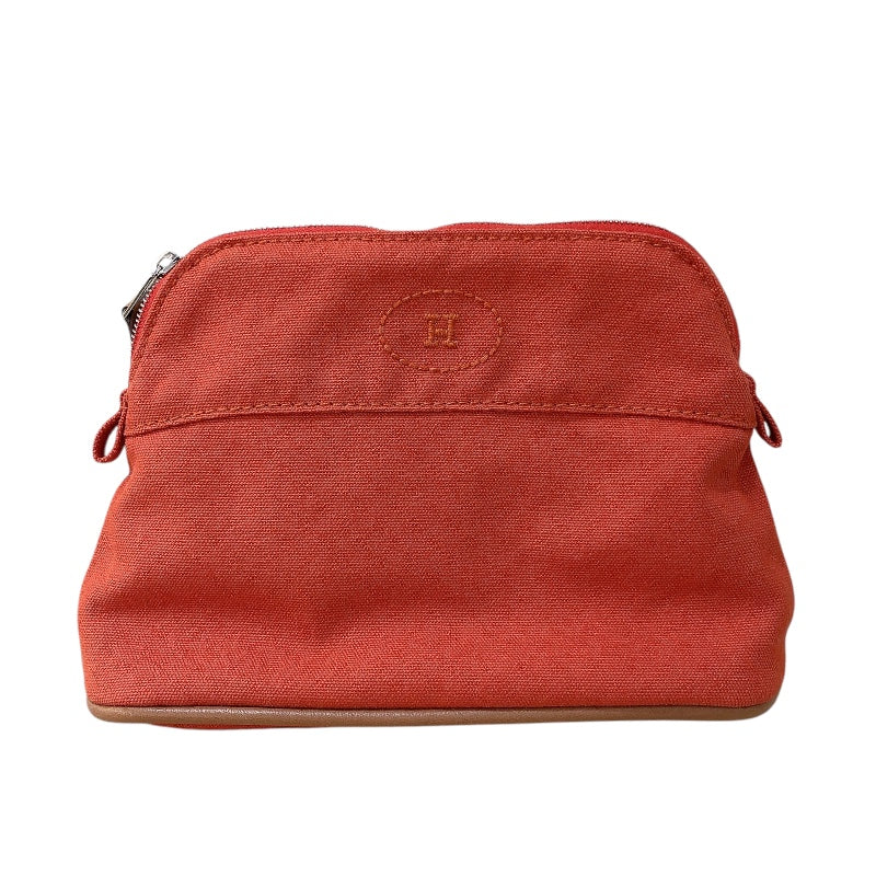 エルメス HERMES ボリードポーチ20 オレンジ シルバー金具 トワル レディース ポーチ