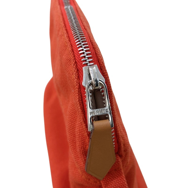 エルメス HERMES ボリードポーチ20 オレンジ シルバー金具 トワル レディース ポーチ